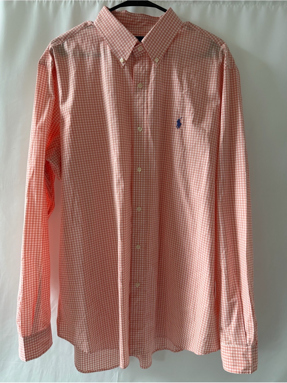 Ralph Lauren Men’s XL Orange White Gingham Button-Down Shirt